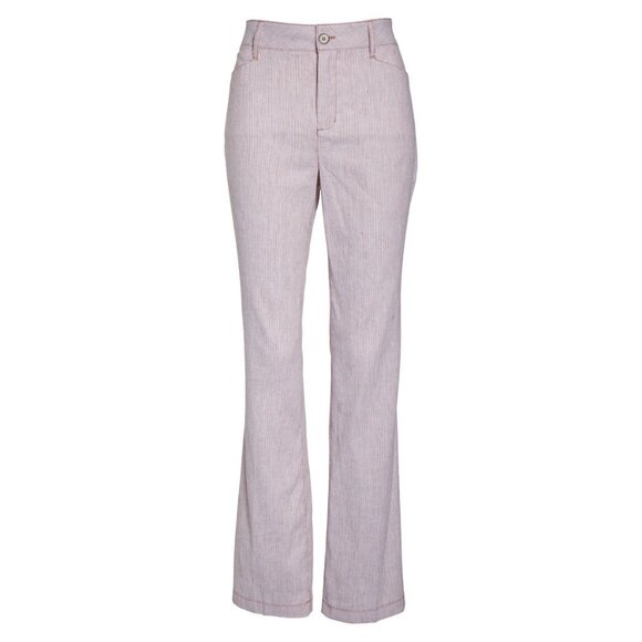 NWT Women Plus Size 14W NYDJ Tan Stripe Linen & Cotton Blend Trouser Pants NEW - Picture 1 of 11